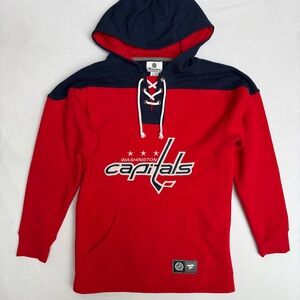 Fanatics Washington Capitals red and navy breakaway lace-up pullover hoodie